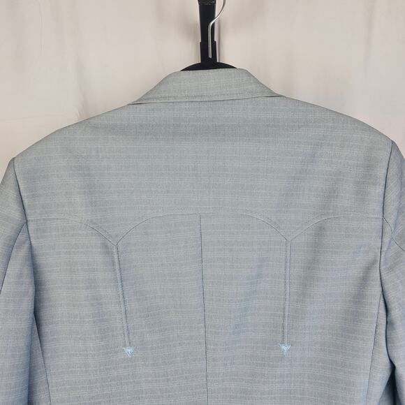 Vintage Circle S Western Suit 42R Shiloh Pearl Blue Poly USA Made - Picture 7 of 13